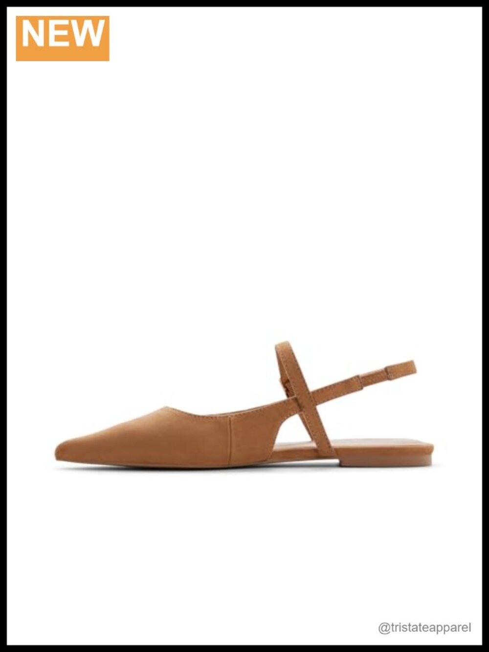 Vegan Pointed Toe Slingback Flats with Buckle Closure